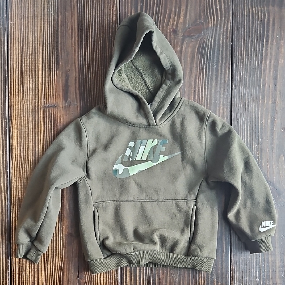 Nike Kids Camo Logo Olive Hoodie